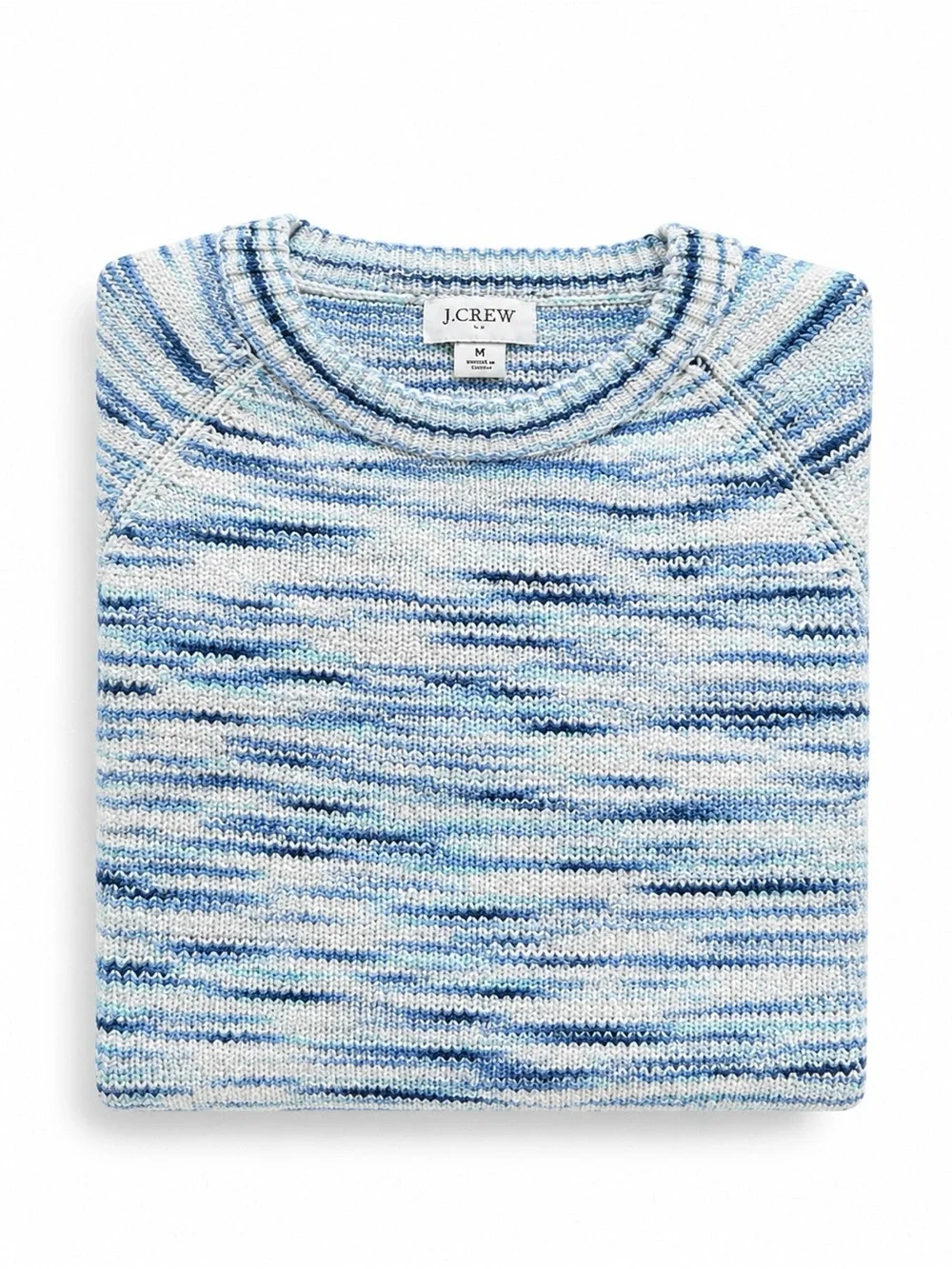 J. Crew Blue White Space-Dyed Summer Knit Crewneck Sweater - 100% Cotton